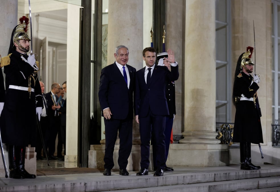 Emmanuel macron rencontre le premier ministre israelien netanyahu a paris