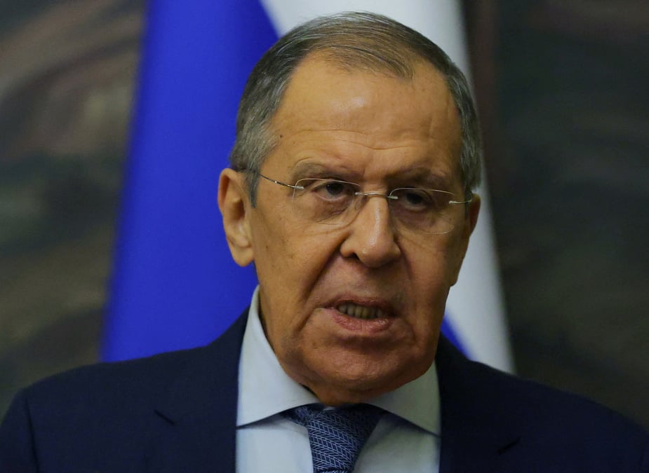 Le ministre russe des affaires etrangeres serguei lavrov lors d'une conference de presse a moscou
