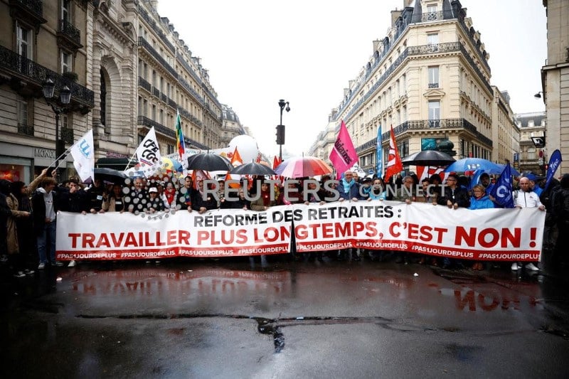 Photo des leaders syndicaux lors de la 12eme journee de greve nationale