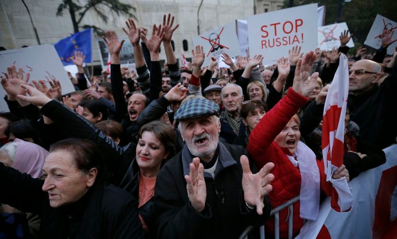 Manifestation antirusse à Tbilissi, la capitale géorgienne