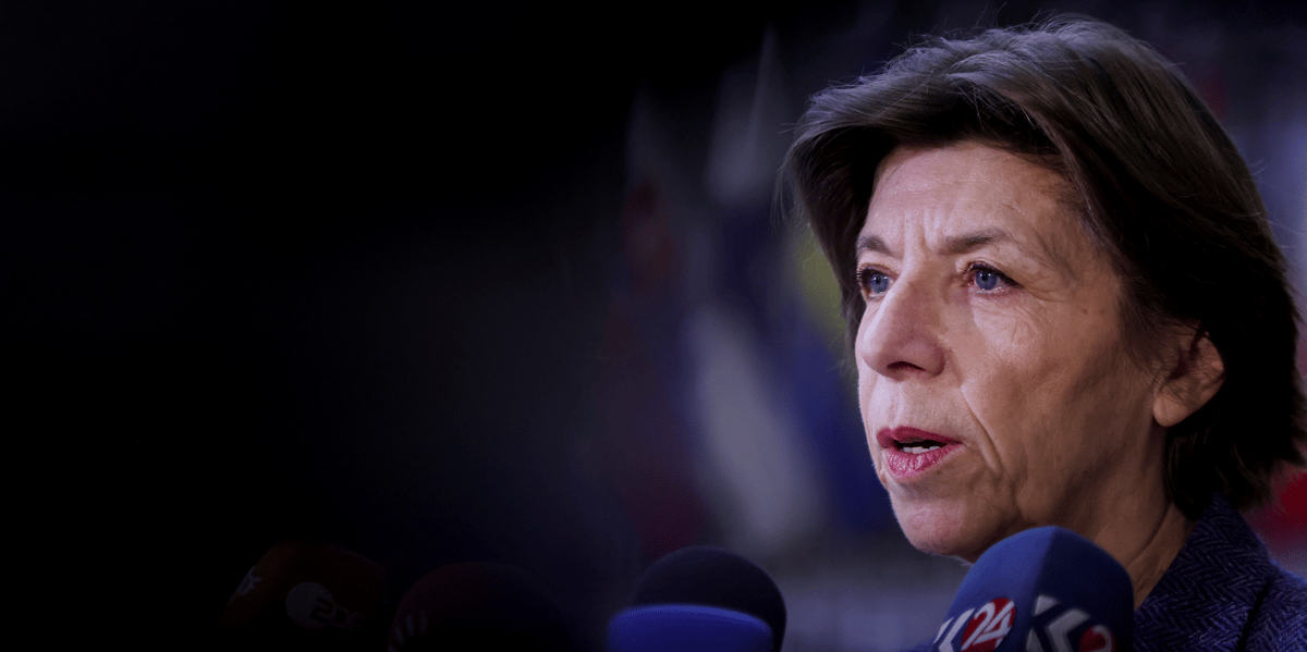 La ministre francaise des affaires etrangeres catherine colonna lors d'une reunion a bruxelles, en belgique