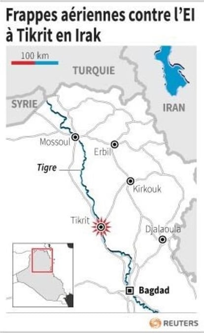 Frappes aeriennes contre l’ei a tikrit en irak