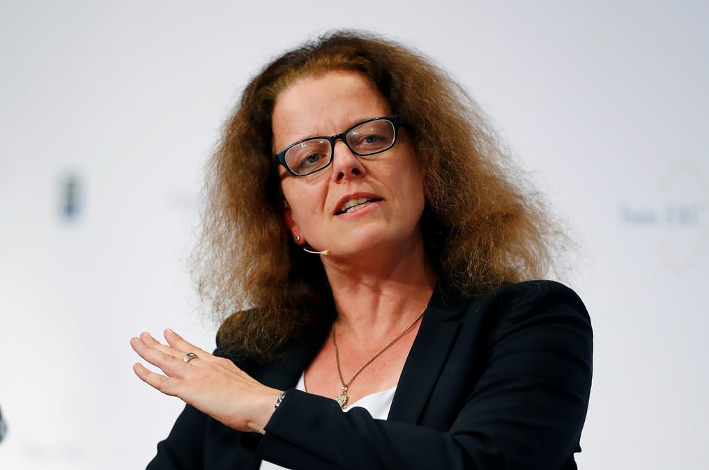 Isabel schnabel, membre du conseil des gouverneurs de la bce, lors du 29e congres bancaire europeen de francfort (ebc)