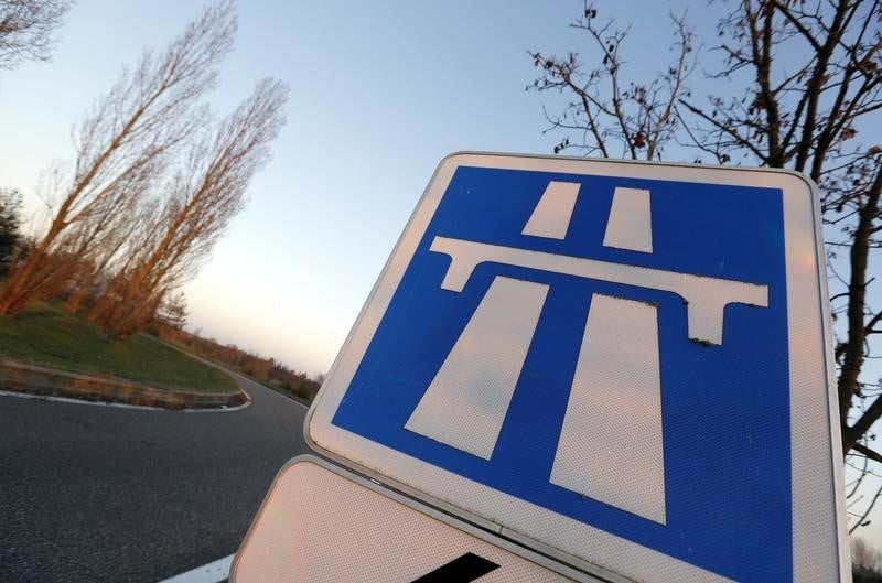 A road sign is pictured on the a62 motorway in toulouse
