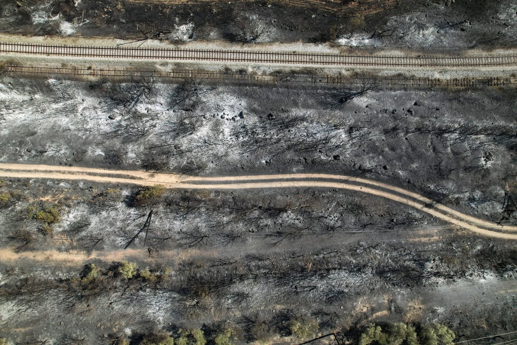 Un feu de foret a volos, en grece