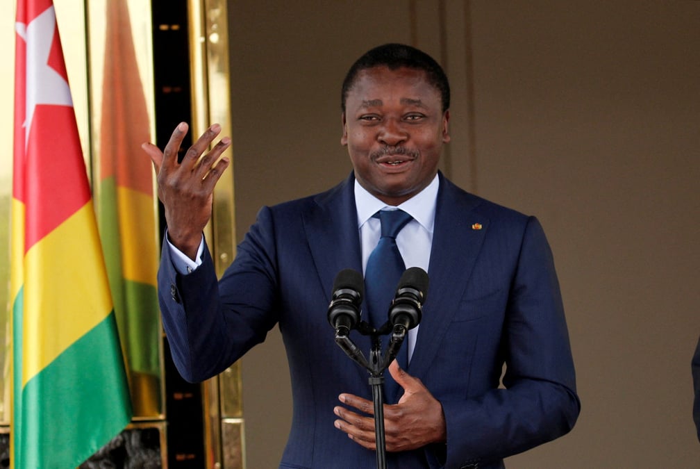 Faure gnassingbe, lors d'une conference de presse avec le president de la cote d'ivoire a abidjan
