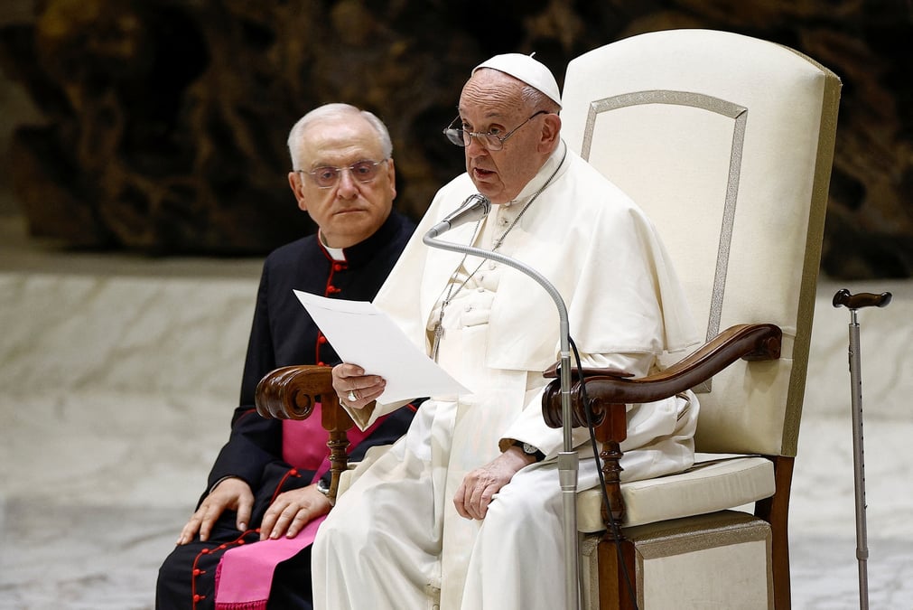 Le pape francois s'exprime lors de son audience hebdomadaire au vatican