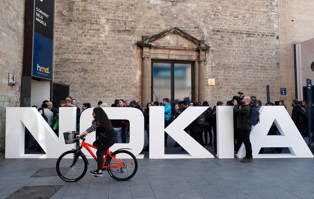 Logo de nokia pendant le mobile world congress a barcelone