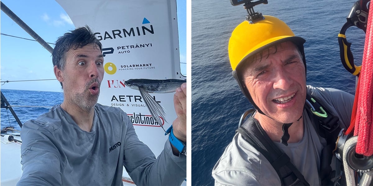 Szabolcs Weöres, depuis son bateau New Europe lors de la course à la voile du Vendée Globe le 25 novembre.