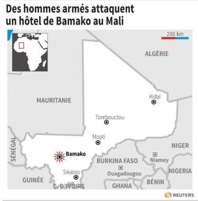 Des hommes armes attaquent un hotel de bamako au mali