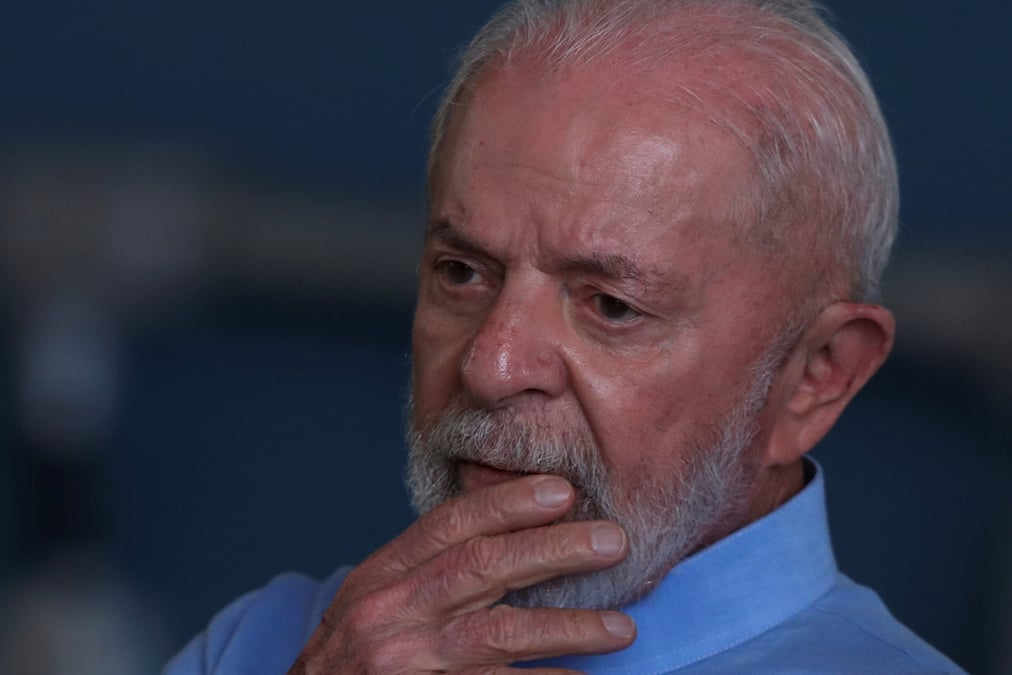 Le president du bresil, luiz inacio lula da silva, s'exprime a guarulhos