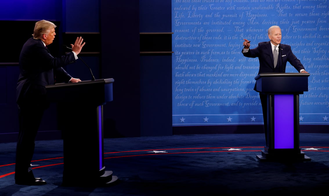 Usa 2020: les micros de trump et biden seront coupes pour une partie du debat