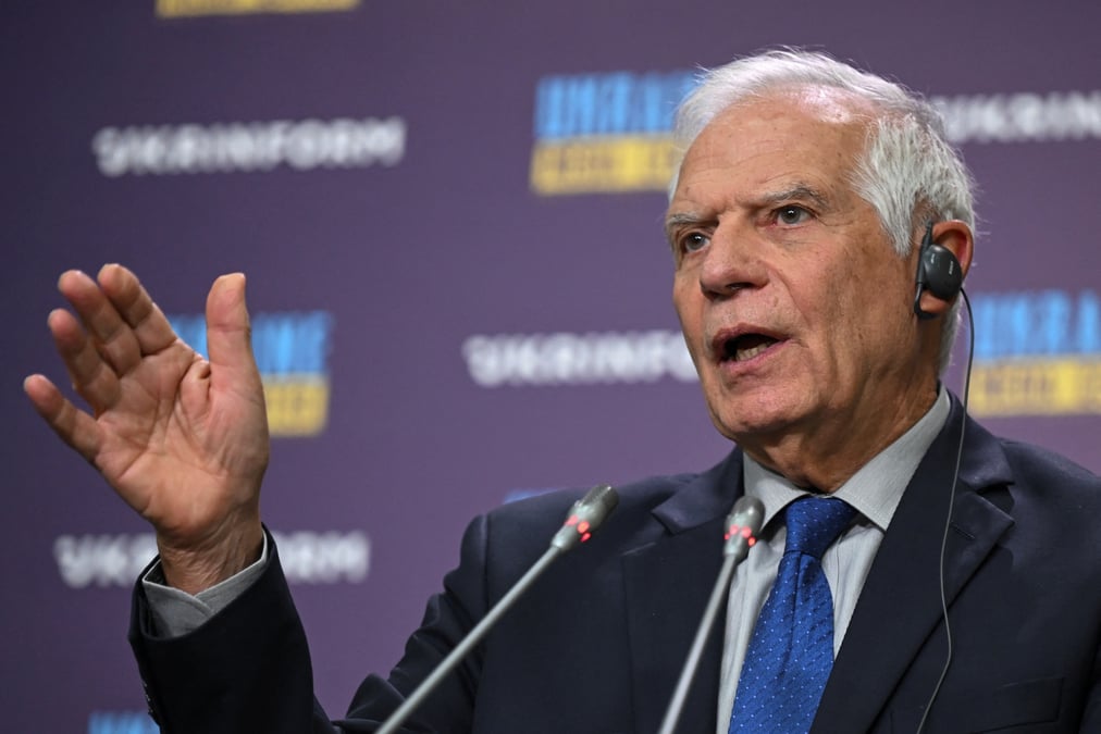 Le chef de la politique etrangere de l'ue, josep borrell, donne une conference de presse a kyiv