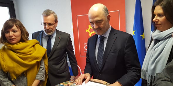 Pierre Moscovici, commissaire européen, en visite à Montpellier le 27 février 2018