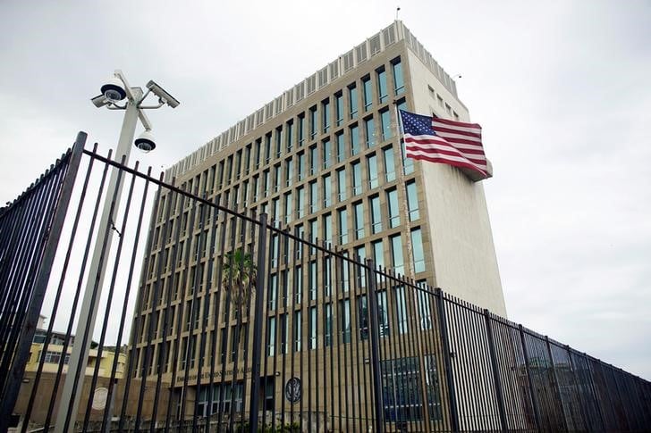 An exterior view of the u.s. embassy is seen in havana, cuba