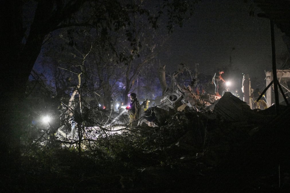 Aftermath of missile strike on a hotel in kramatorsk