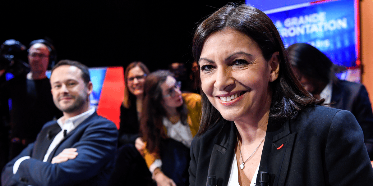Anne Hidalgo, maire de Paris, avant un débat entre 7 des 8 candidats en lice pour les municipales de Paris, diffusé sur LCI le 4 mars 2020
