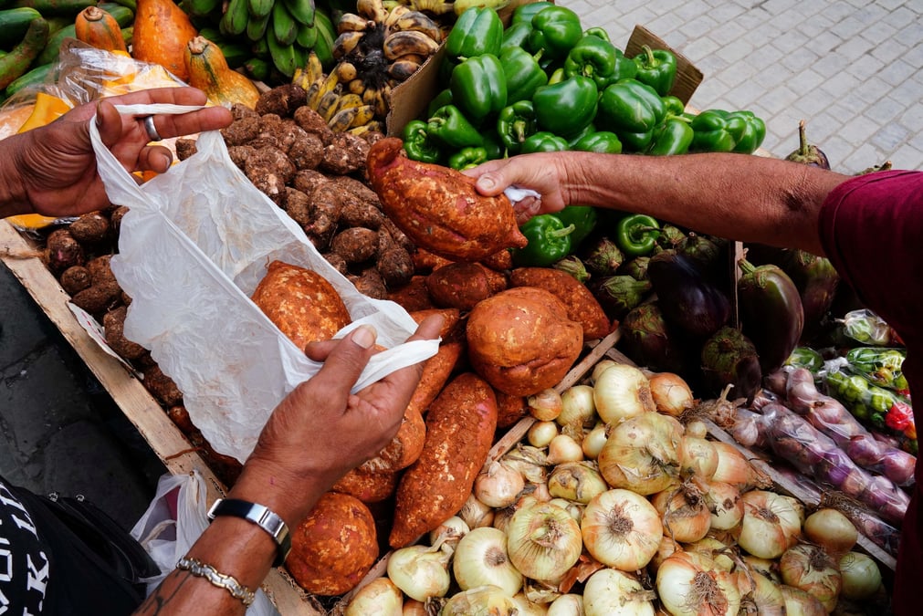 Une personne achete des legumes dans le centre de la havane, cuba