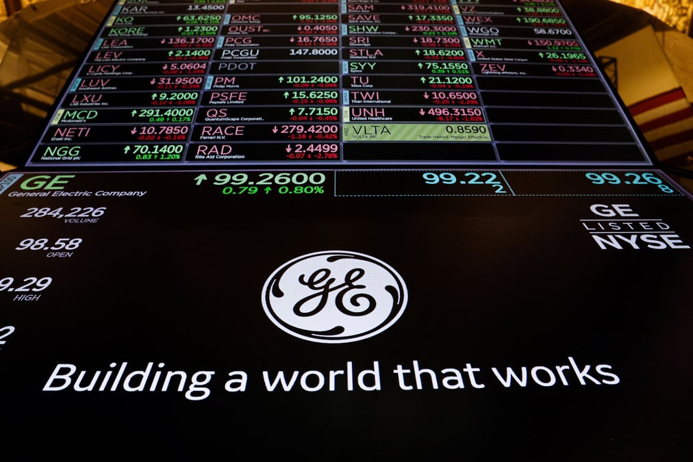 Le logo de general electric a la bourse de new york