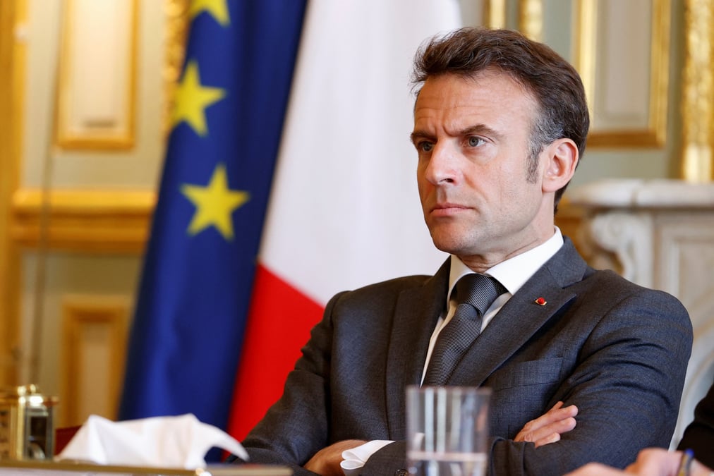 Photo d'emmanuel macron lors d'une reunion avec les organisations patronales a l'elysee