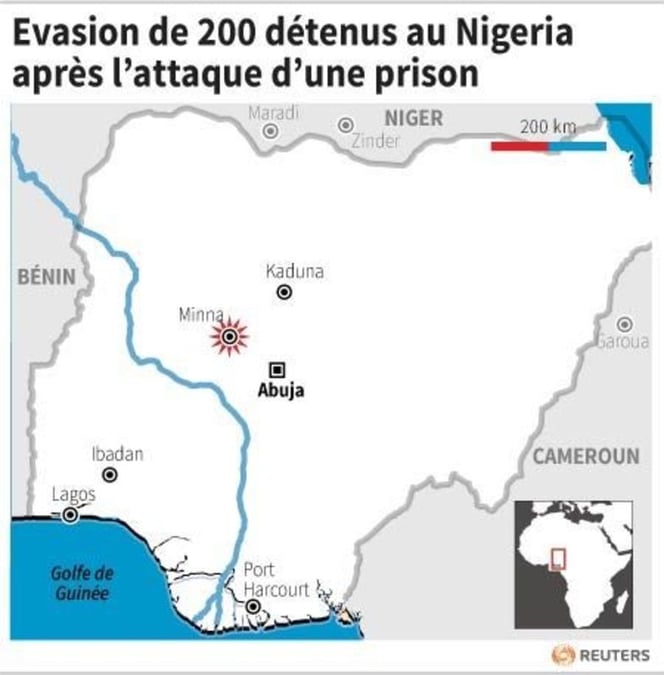 Une prison attaquée au Nigeria, 200 détenus s'évadent
