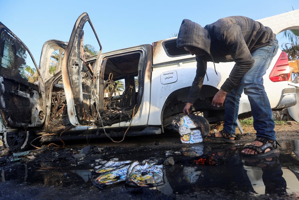 Site d'une frappe sur un vehicule wck dans le centre de la bande de gaza