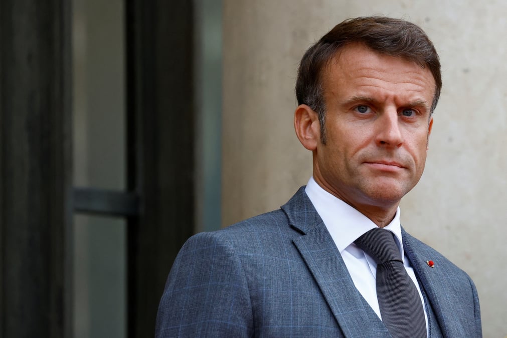 Le president francais emmanuel macron a l'elysee a paris, en france