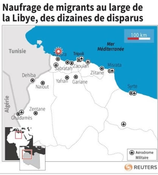 Une centaine de migrants disparus en Libye après un naufrage
