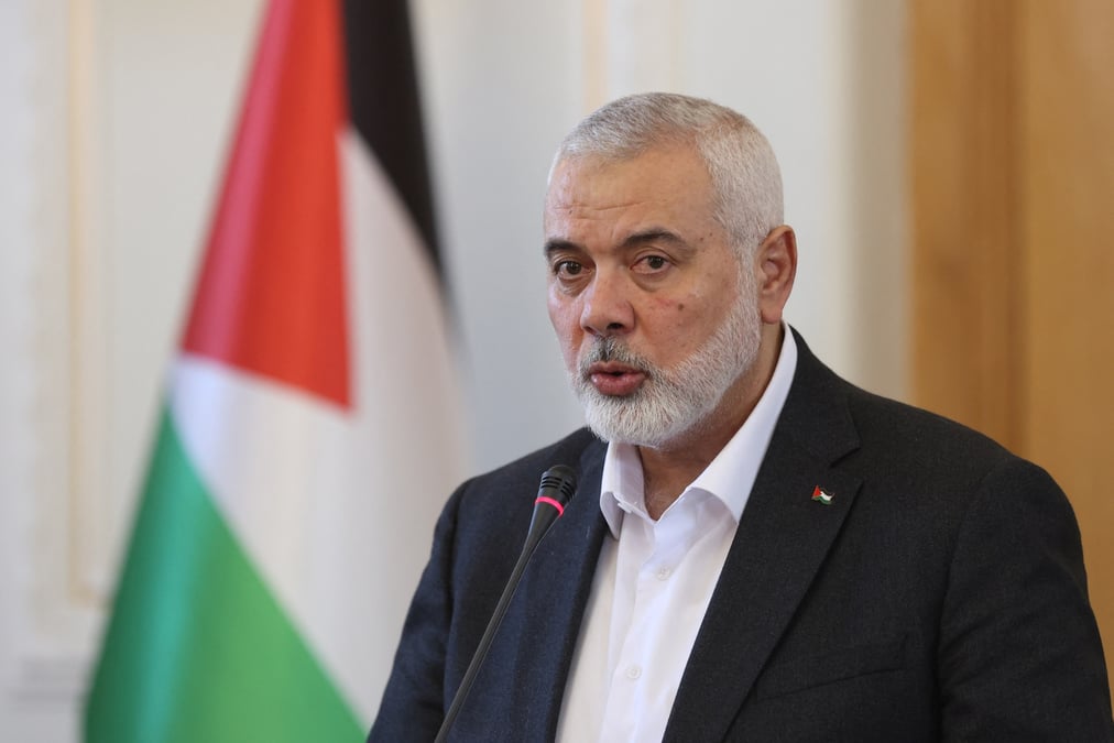 Le plus haut dirigeant du hamas, ismail haniyeh, s'exprime lors d'une conference de presse a teheran