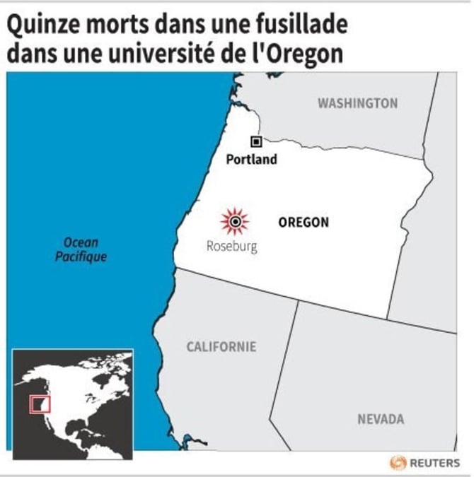Quinze morts dans une fusillade dans une universite de l'oregon
