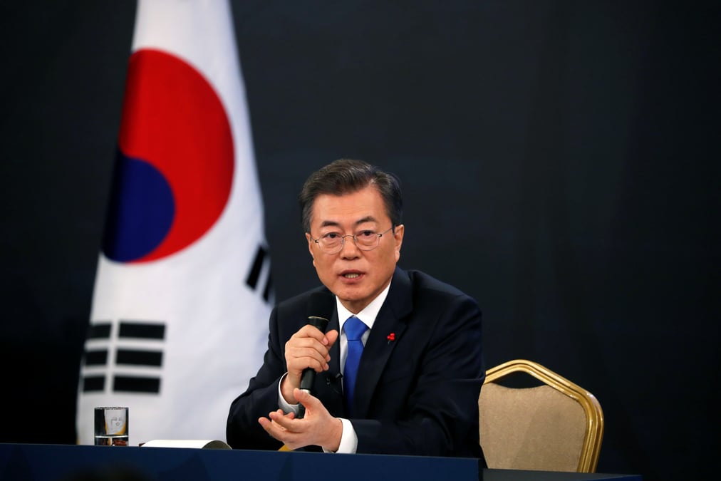 Le president moon souligne le role de trump dans le dialogue coreen