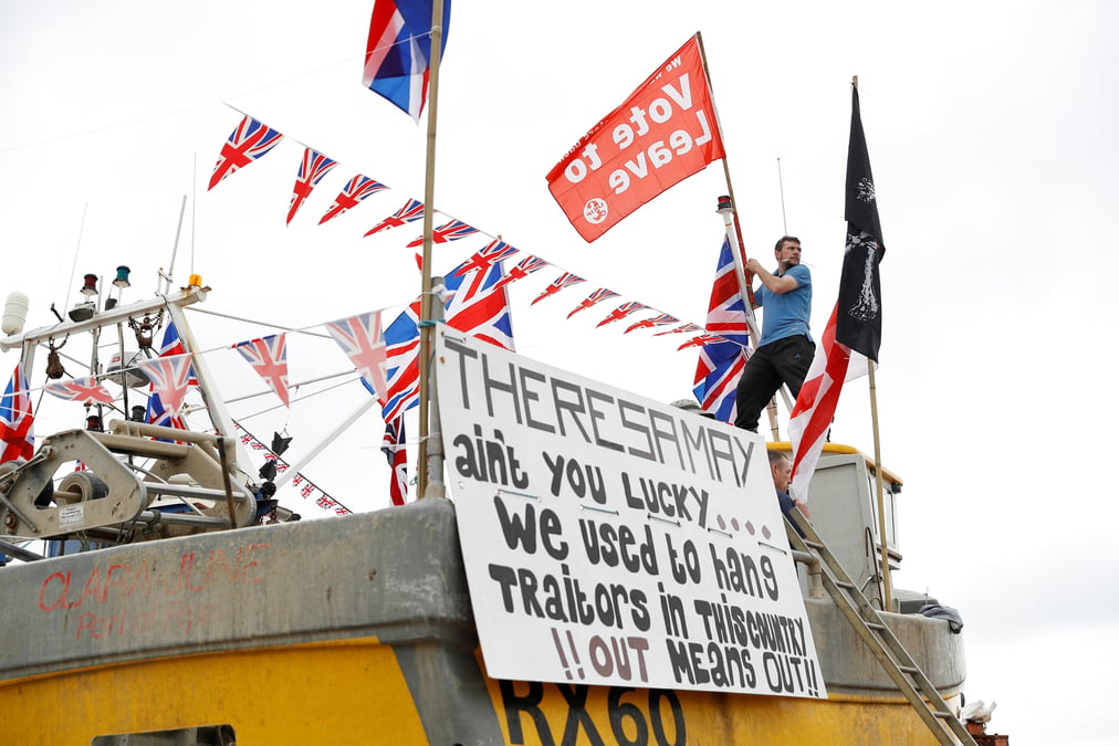 Brexit, pêcheurs britanniques, manifestation, contre Theresa May,