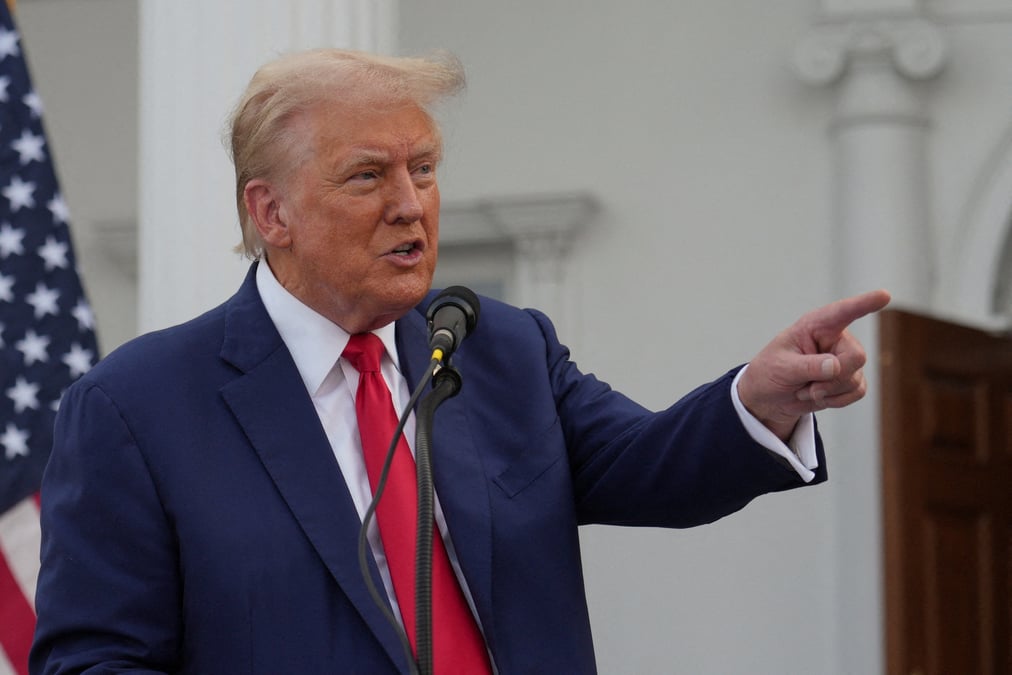 Le candidat republicain a l'election presidentielle et ancien president des etats-unis donald trump tient une conference de presse a bedminster