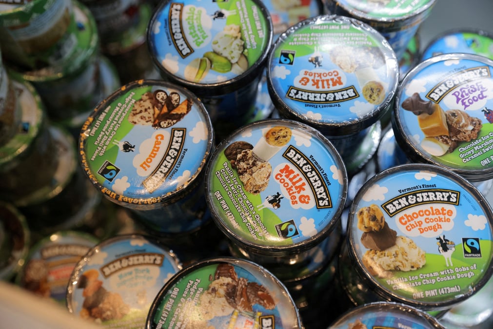 Ben & jerry's, une marque de creme glacee d'unilever, dans une boutique de manhattan, a new york