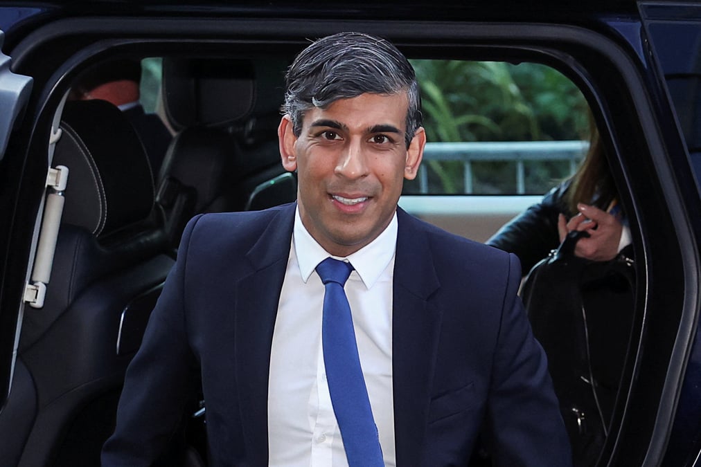 Le premier ministre britannique rishi sunak arrive pour le premier debat des leaders avant les elections generales, a manchester