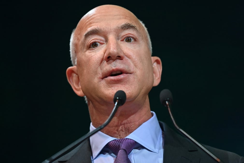 Photo d'archives du fondateur d'amazon, jeff bezos, lors de la conference des nations unies sur le changement climatique a glasgow