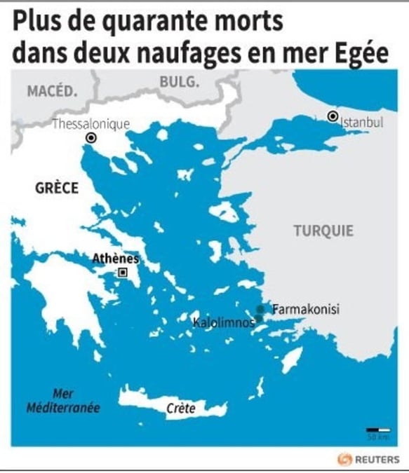 Plus de quarante morts dans deux naufages en mer egee