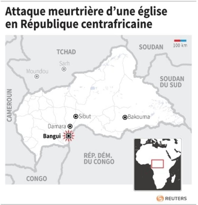 Onze morts dans l'attaque d'une église à Bangui