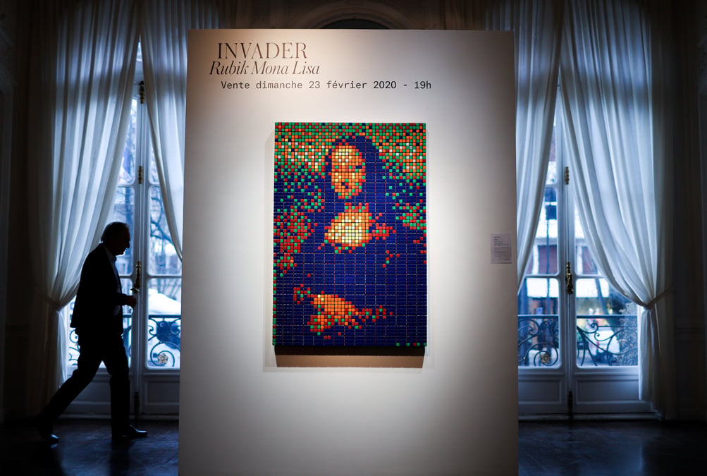La "rubik mona lisa" d'invader adjugee a plus de 480.000 euros a paris