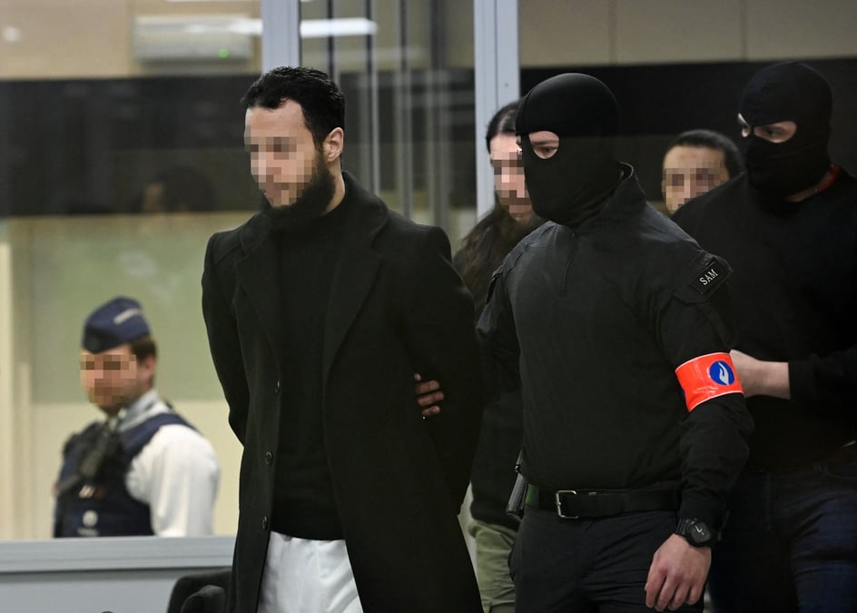 Photo d'archives : les accuses salah abdeslam, osama krayem et mohamed abrini