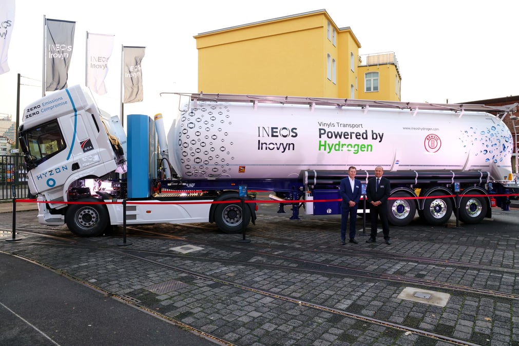 Inovyn Ineos est la première entreprise en Europe à utiliser un camion à hydrogène pour le transport du PVC.