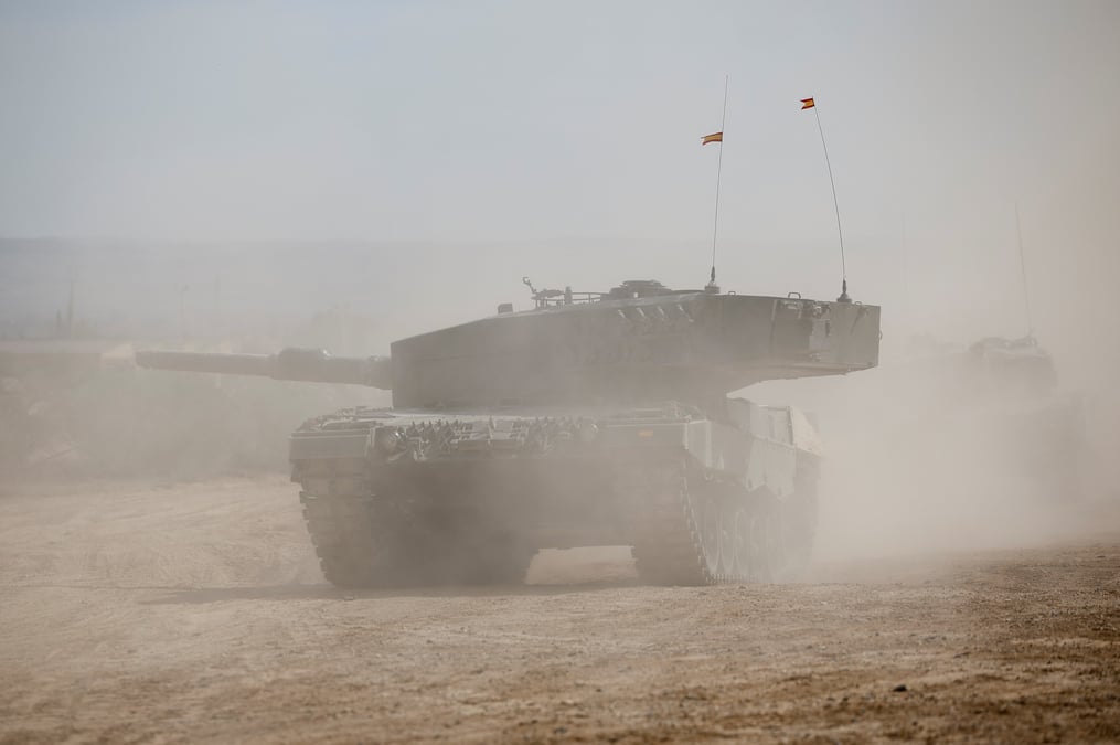 Un char leopard a saragosse en espagne