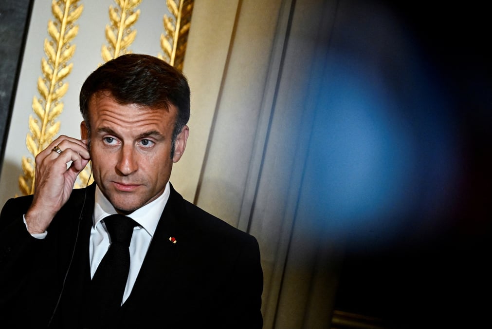 Emmanuel macron lors d'une conference de presse a l'elysee a paris