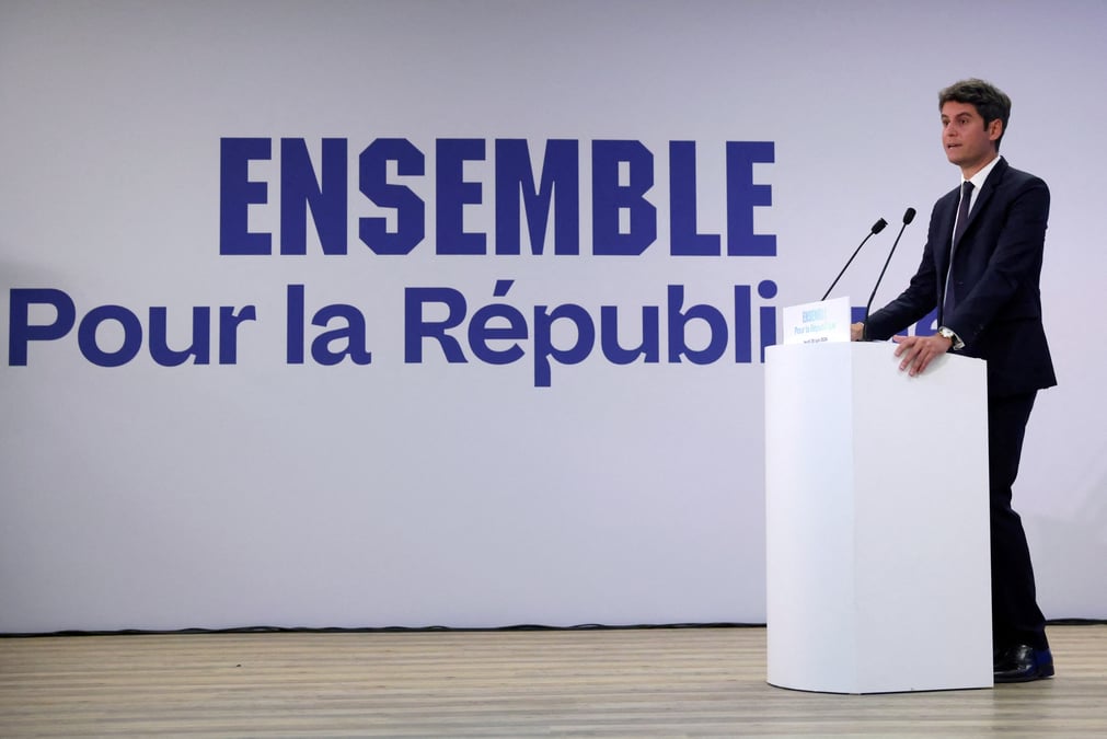 Le premier ministre francais gabriel attal tient une conference de presse pour presenter son programme en vue d'elections legislatives anticipees