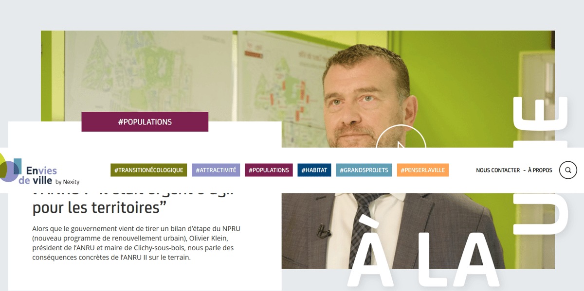 La "une" du site Envies de ville