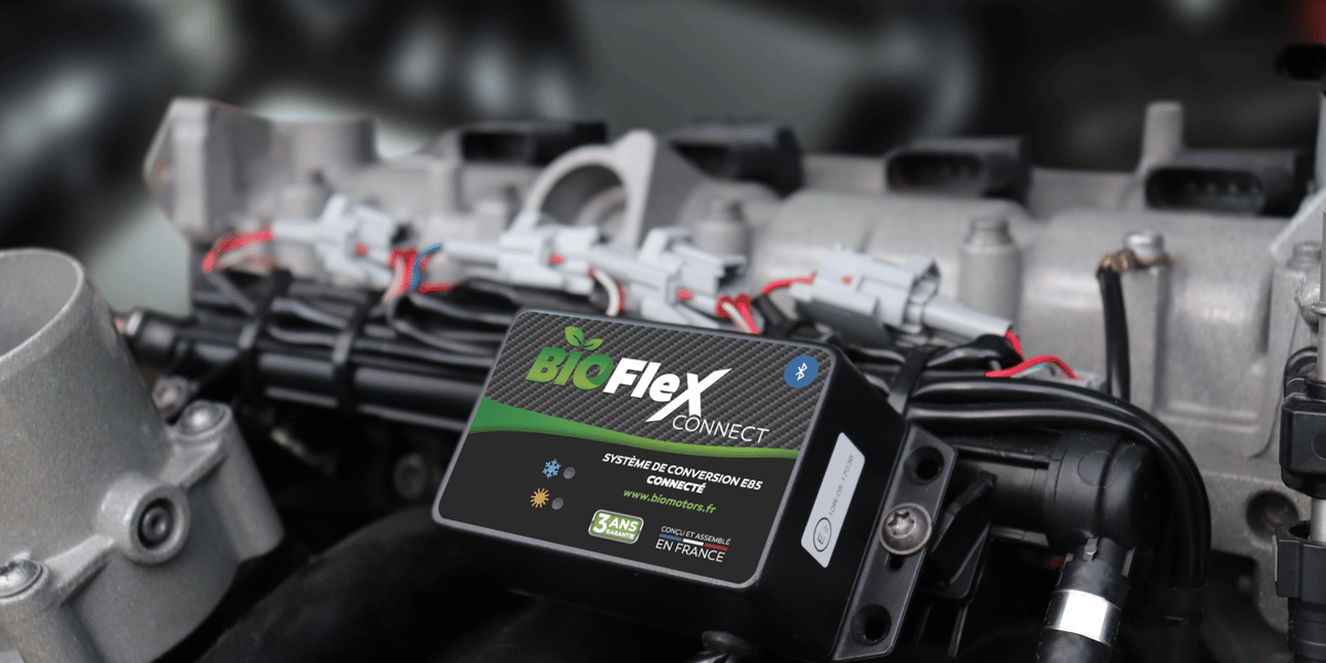 Le système de conversion E-85 BIOFleX Connect, conçu par l'entreprise héraultaise Biomotors, permet de convertir les véhicules essence au superéthanol E85 (ou bioéthanol