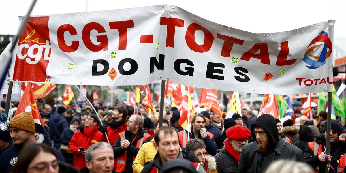 grève, manifestation, Donges, réforme des retraites 19 janvier