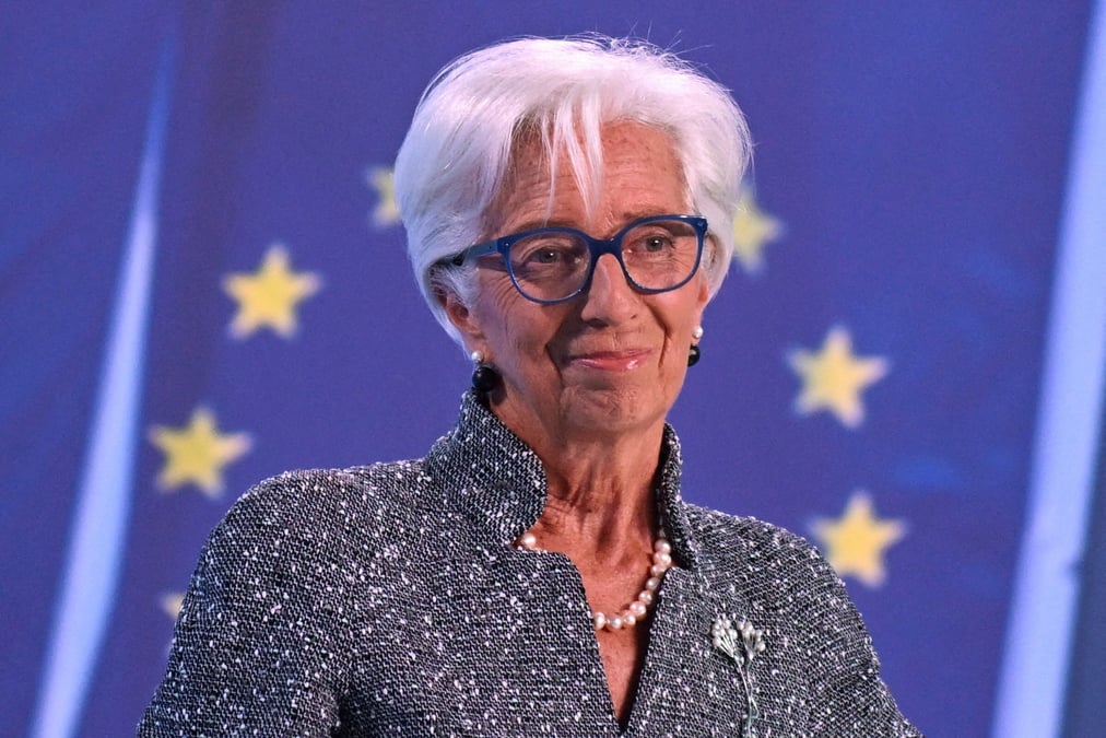 La presidente de la bce, christine lagarde, apres la reunion de politique monetaire du conseil des gouverneurs a francfort