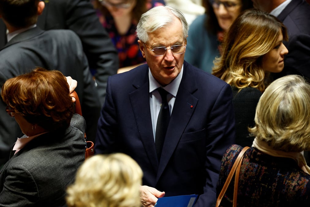 Michel barnier apres une seance de questions au gouvernement a l'assemblee nationale