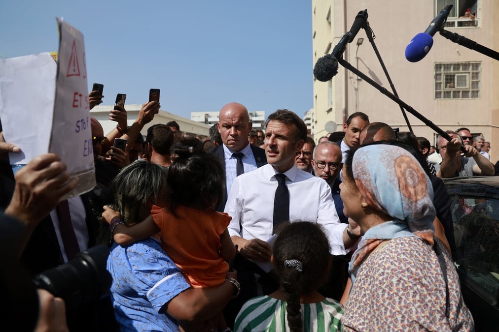 Emmanuel macron lors d'un deplacement a marseille
